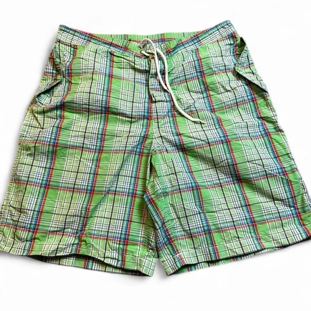 Vintage Polo Ralph Lauren green‎ plaid board shorts size 38